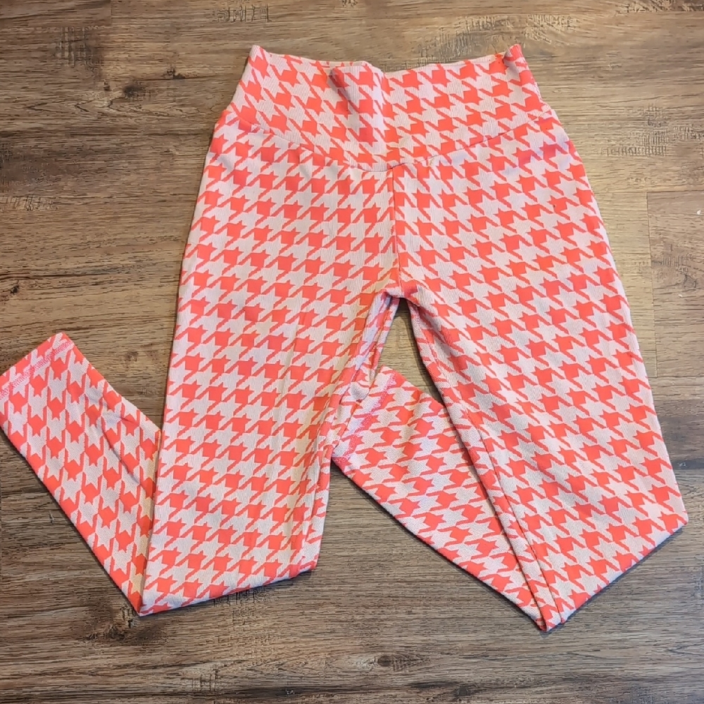 Pchee Bum Red Houndstooth Knitted Scrunchbutt Leggings - Large